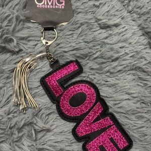 OMG Accessories Pink Glitter Keychain